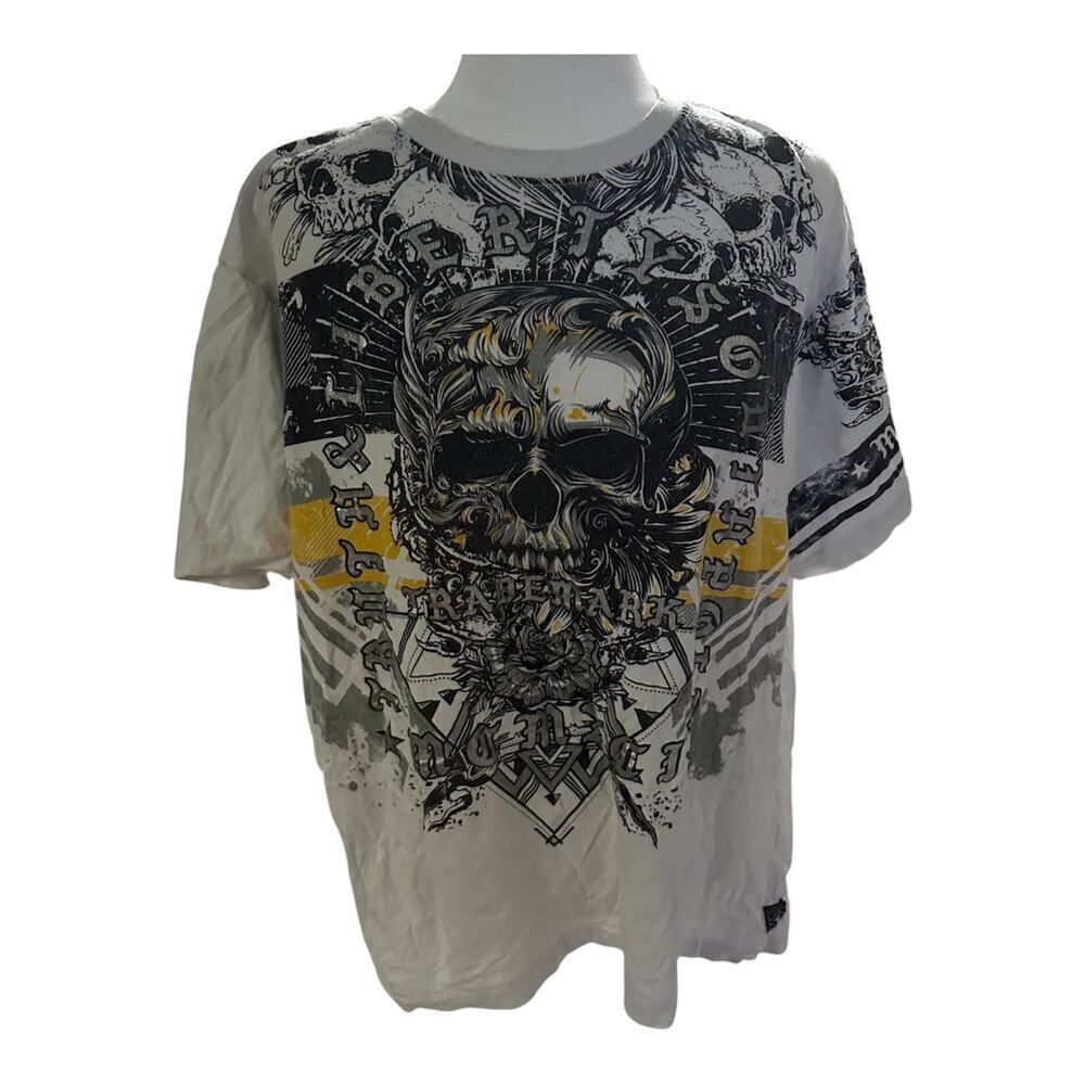 southpole skull shirt white Grunge Y2K Affliction Jnco Tribal Baggy Vintage